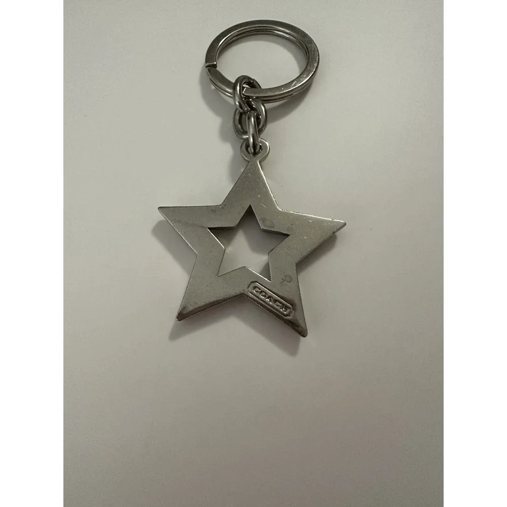 COACH Key Holder Bag Charm Star Shaped Motif Logo Silver Body Only Japan Used